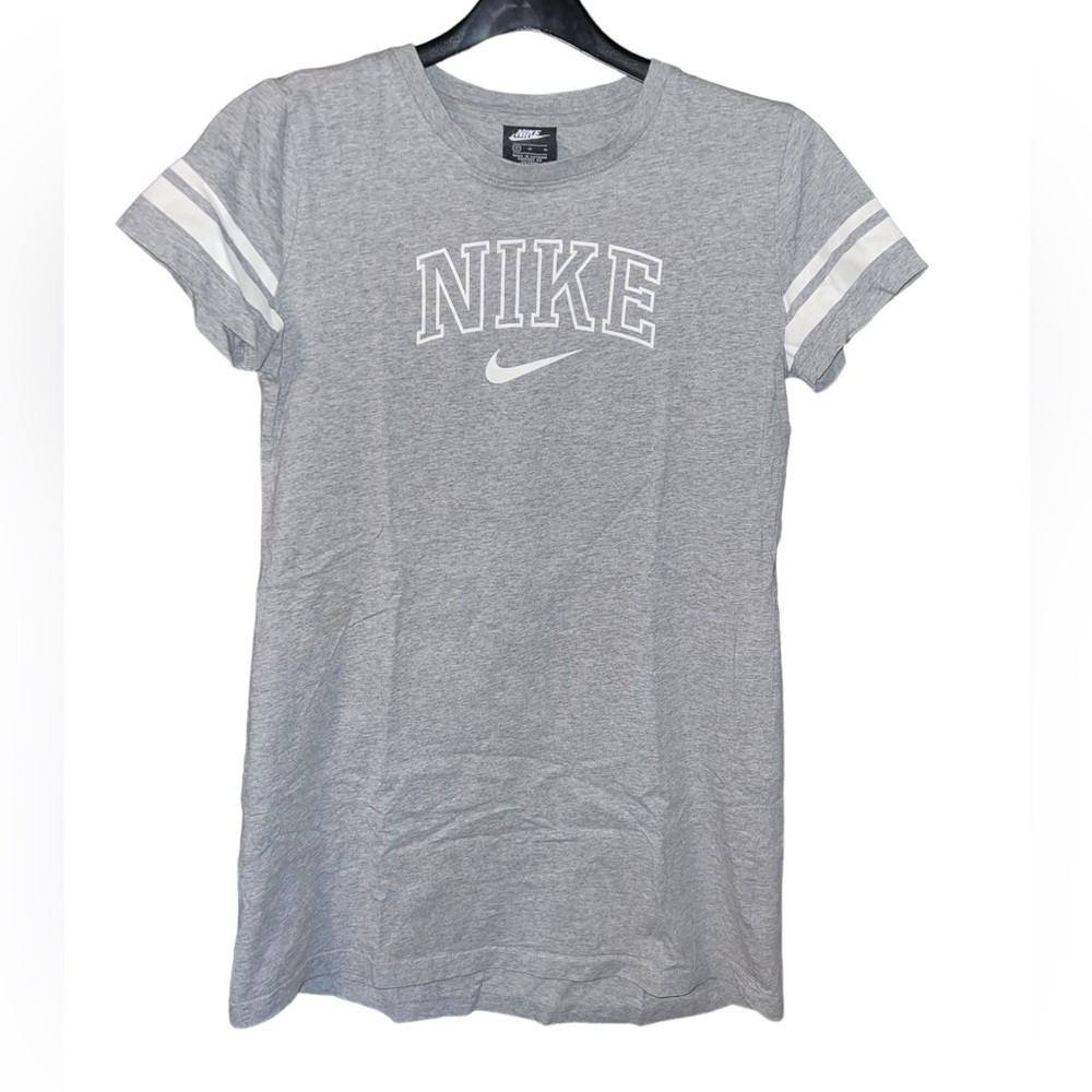 Women’s Nike Sportswear Varsity T-shirt Gray Dress with Logo Size Medium